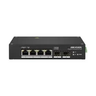 HIKVISION DS-3T0506HP 6 portos ipari Gbit PoE switch ; 3 PoE+ / 1 HiPoE+ / 2 SFP uplink port; nem me
