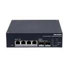 HIKVISION DS-3T1506HP-EI-UPS 6 portos ipari Gbit PoE switch ; 4 PoE+ / 2 SFP uplink port; 1 RS485 po