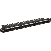 PULSAR RP-U24V6 19" patch panel; 24 port; cat6; árnyékolatlan; tehermentesítővel; 90 fokos modulok
