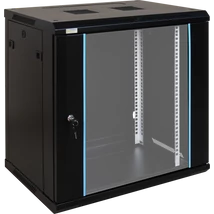 PULSAR RW1266 19" 12U 600x600 fali rack szekrény; készre szerelt; fekete