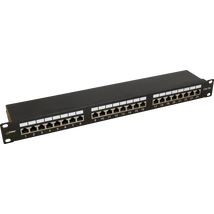 PULSAR RP-F24V5 19" patch panel; 24 port; cat5e; árnyékolt; tehermentesítővel; 90 fokos modulok