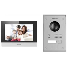 HIKVISION DS-KIS703Y-P Kétvezetékes IP video-kaputelefon szett: kültéri, fekete beltéri; esővédő ker