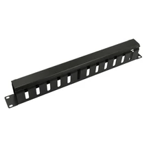 NESTRON NRCM-LI-1M 19" kábel rendező panel; 1U; vízszintes; fedéllel; fém