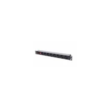 MANHATTAN 713986 elosztó - 19" 1U Rackmount elosztó, 8 aljzat, LED fény, 3m, túlfeszültség védelem,