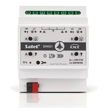 SATEL KNX-DIM 21 Univerzális kétcsatornás dimmer KNX automatizálási rendszerhez; max. 300 W/csatorna