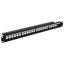 NESTRON NRPP-KEY-124U-H 19" keystone patch panel; 24 port; Cat5e/Cat6/Cat6A kompatibilis; árnyékolat