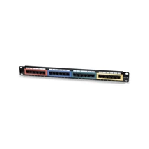 MANHATTAN 513692 Patch panel - CAT6 UTP színezett patch panel, 24 portos, 1U, Fekete