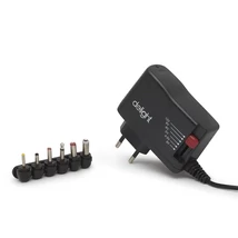 DELIGHT 55056B univerzális adapter , DC 3-12V, 1,5A, 6db cserélhető dugó