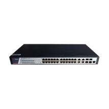 HIKVISION DS-3E2528P(B) 28 portos gigabit PoE switch ; 24 PoE + 4 kombinált uplink port; teljesen me