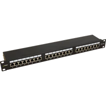 PULSAR RP-F24V5 19" patch panel; 24 port; cat5e; árnyékolt; tehermentesítővel; 90 fokos modulok
