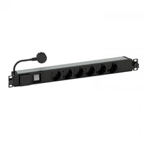 LEGRAND 646836 elosztó - , 19", 1U, túlfeszültség-védelemmel, 6 aljzat, gyermekvédett, 3 méter