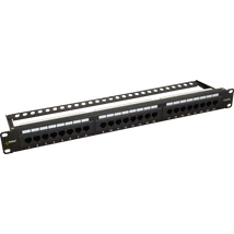 PULSAR RP-U24H5 19" patch panel; 24 port; cat5e; árnyékolatlan; tehermentesítővel; 180 fokos modulok