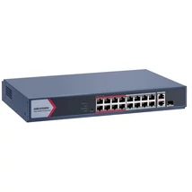 HIKVISION DS-3E1318P-EI/M 18 portos PoE switch ; 16 PoE + 1 kombinált uplink port + 1 uplink port; m