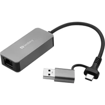 SANDBERG 136-68 Kábel Átalakító - USB-C/A 2.5 GbE RJ45 Adapter