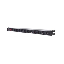 MANHATTAN 714044 elosztó - Vertikális Rackmount elosztó, 12 aljzat, 1.6m, túláram elleni védelem, ki
