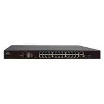 UNIVIEW NSW2010-24T2GC-PoE-IN 24 portos, 2 Uplinkes PoE switch, 30W/port, max kapacitás 370W
