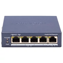 HIKVISION DS-3E0505P-E/R 4 portos gigabit PoE elosztó, extender; max. 200 méter; 60 W PoE budget, 30