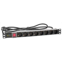 Pulsar RALZ/F Elosztó panel, 8xSCHUKO, kapcsolóval, 1U, 19"