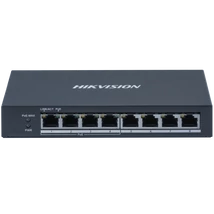 HIKVISION DS-3E0508P-O 8 portos Gbit PoE switch ; 4 PoE+ / 4 RJ45; nem menedzselhető