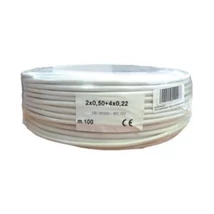 Biztonságtechnikai kábel, kék, 2+4 eres, 2x0,5+4x0,22 mm2, 100 m