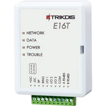 TRIKDIS E16T Ethernet kommunikátor; 3 be- vagy kimenet; analóg telefonvonali kommunikáció
