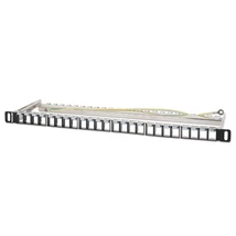 MANHATTAN 721011 Patch panel - Üres patch panel, 24 portos, 10" 0.5U, Fekete