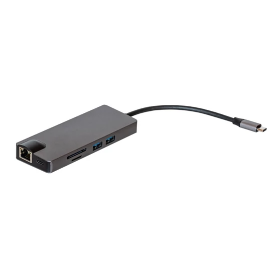VACONUC-MULTI USB-C Multi format converter. 2xUSB 3.0, HDMI, VGA+Aud, SD, MSD, LAN, USB-C, MAC kompa