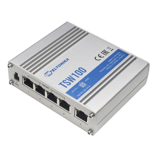 Teltonika TSW100 ipari gigabites PoE switch, 5 port