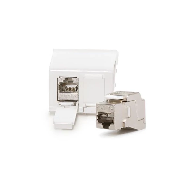 KELINE 601122 + KEJ-C6A-S-10G(2) Cat.6A, Modulo45, 2xRJ45/s, padlódobozba, csatornába, csatlakozóval
