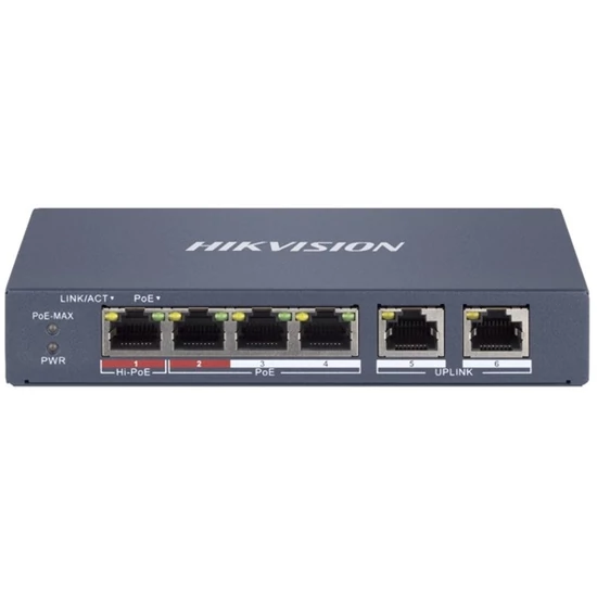 HIKVISION DS-3E1106HP-EI 6 portos PoE switch + 2 uplink port; smart menedzselhető