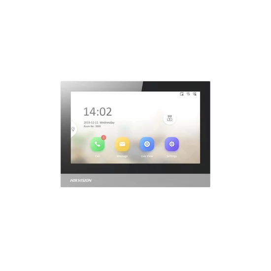 HIKVISION DS-KH8380-WTE1 IP video-kaputelefon beltéri egység; 7" LCD kijelző; 1024x600 felbontás; Wi