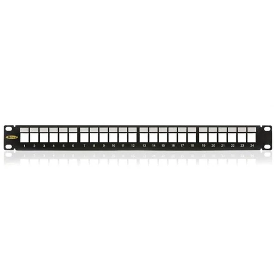 KELINE KEP-EMPTY-S-NP Patch panel 1U, ezüst, üres, 24 db keystone jack számára