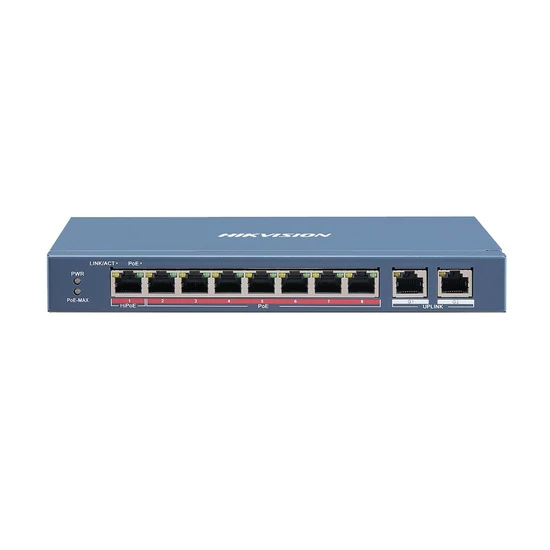 HIKVISION DS-3E0310HP-E 10 portos PoE switch + 2 uplink port; nem menedzselhető