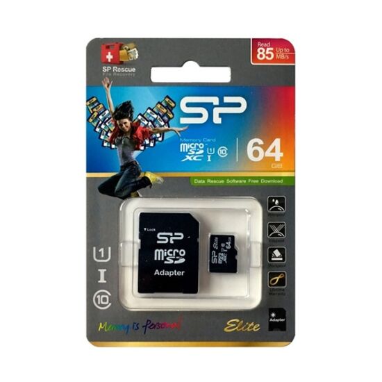 SILICON POWER SP064GBSTXBU1V10SP MicroSD kártya - 64GB microSDXC Elite UHS-1 U1 + adapter