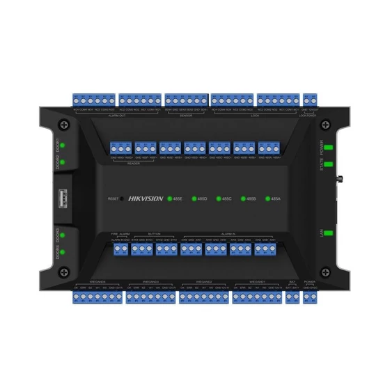 HIKVISION DS-K2704X(P) Ajtóvezérlő 4 ajtóhoz; két irány; 4 Wiegand & 8 RS485 olvasó; panel