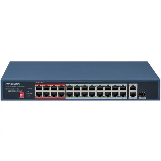 HIKVISION DS-3E0326P-E/M (C) 26 portos PoE switch ; 24 PoE + 1 RJ45 uplink port + 1 kombinált uplink