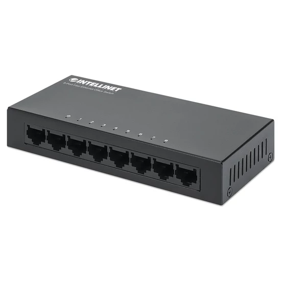 MANHATTAN 523318 Switch - 8 port, 100Mbps, fém ház, IEEE 802.3az, Fekete