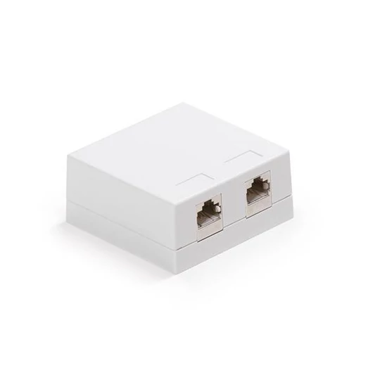 KELINE KE-SMB02-W + KEJ-CEA-S-10G(2) Cat.6A, Falon kívüli doboz 2xRJ45/s, csatlakozóval