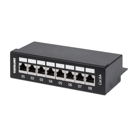 MANHATTAN 720908 asztali patch panel - CAT6A FTP árnyékolt patch panel, 8 portos, Fekete