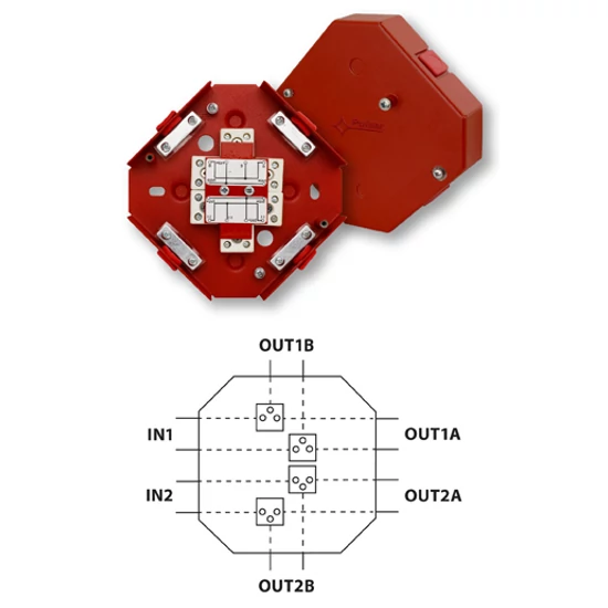 PULSAR AWOP-425SR Elosztó csatlakozódoboz tűzjelző rendszerekhez; 4x; biztosíték nélküli; IP20