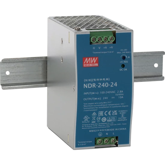PULSAR NDR-240-24 NDR 24V/240W/10A DIN sínes tápegység