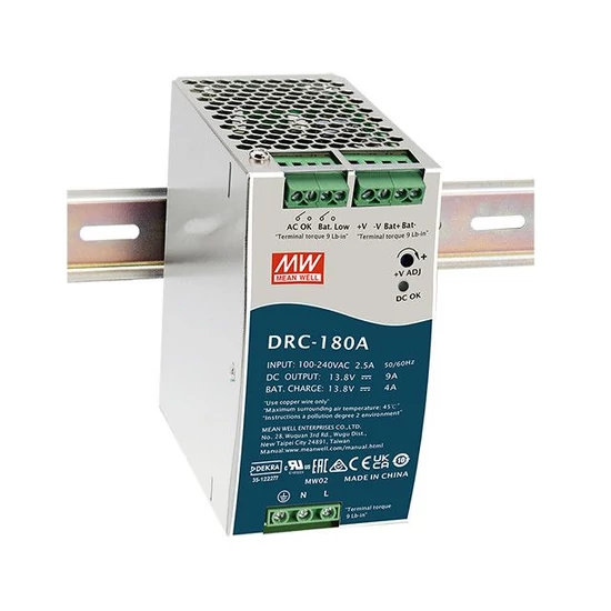 Mean Well DRC-180A akkumulátortöltős Tápegység, 12 V DC, 180 W