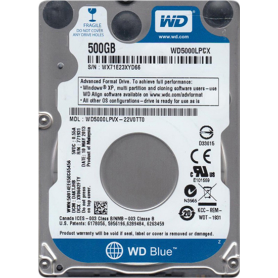 WESTERN DIGITAL WD5000LPCX Belső HDD 2.5" 500GB
