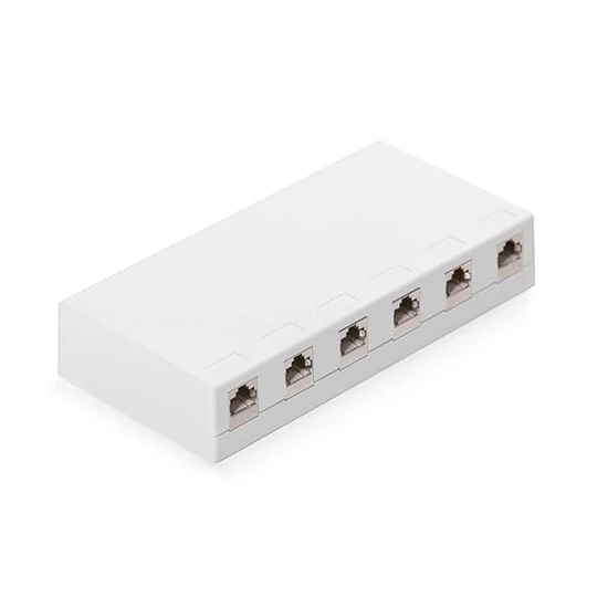 KELINE KE-SMB06-W + KEJ-C5E-S-TL(6) Giga Falon kívüli doboz Cat.5E 6xRJ45/s, csatlakozóval