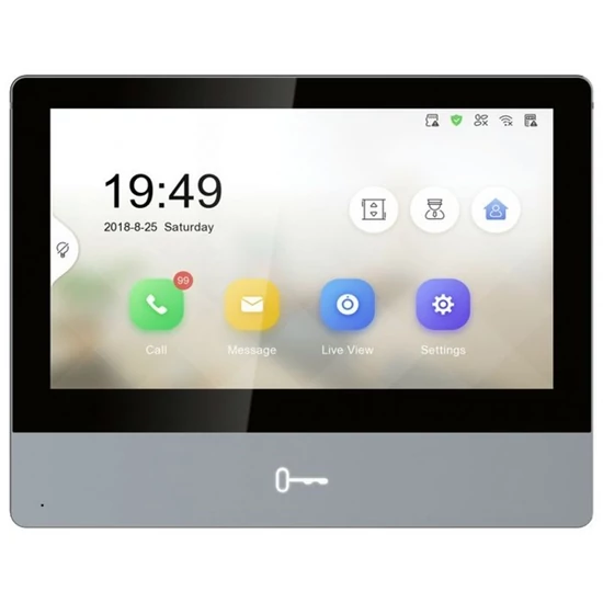 HIKVISION DS-KH8350-WTE1-Grey IP video-kaputelefon beltéri egység; 7" LCD kijelző; 1024x600 felbontá