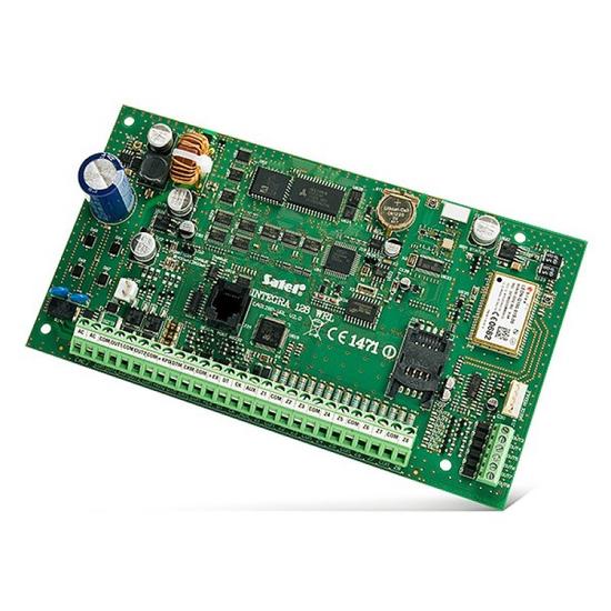 SATEL INTEGRA 128-WRL 8-128 zónás riasztóközpont-alaplap; 32 partíció; 16-128 kimenet; ABAX; GSM; GPRS; 2+1.5 A táp