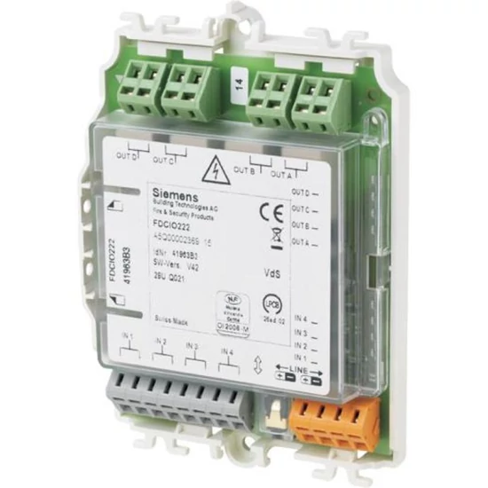 SIEMENS FDCIO224 C-NET/FDnet címezhető I/O modul oltásvezérléshez; 4 bemenet/4 kimenet; VdS