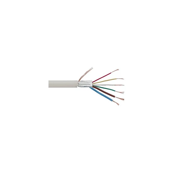 Biztonságtechnikai kábel, fehér, 2+4 eres, 2x0,5+4x0,22 mm2, 100 m