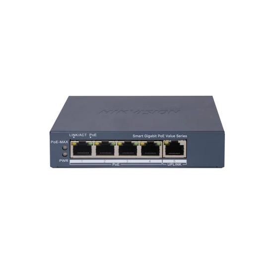 HIKVISION DS-3E1505P-EI/M 5 portos PoE switch ; 4 PoE + 1 RJ45 uplink port; menedzselhető