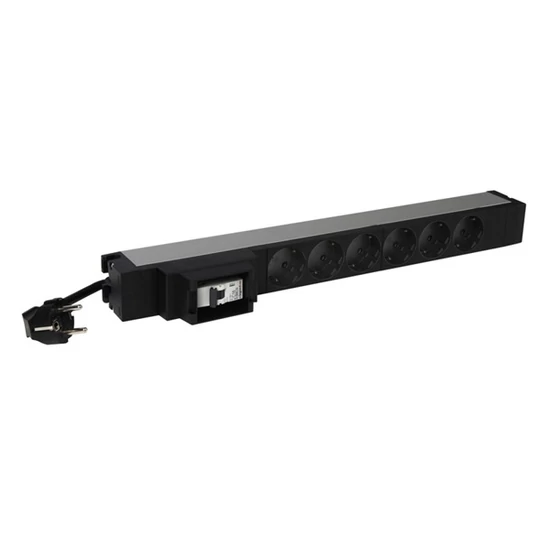 LEGRAND 646831 elosztó - , 19", 1U, túláram védelemmel, 6 aljzat, gyermekvédett, 3 méter